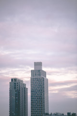 Fototapeta na wymiar skyscrapers in sunset timelapse