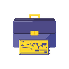 portfolio briefcase with ticket airplane