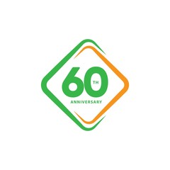 60 Year Anniversary Vector Template Design Illustration