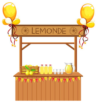 Isolated lemonade stall on white background