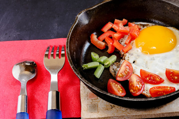 scrambled eggs with vegetables and products