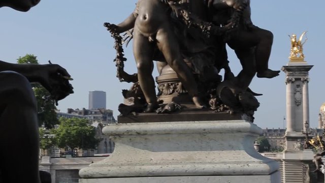 Statues and Lamps on Pont Alexandre lll, Paris, France, Europe 