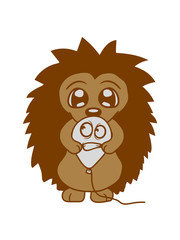 angst gesicht lustig gefährliche freundschaft freunde luftballon platzen spielen angucken von vorne kleiner süßer niedlicher igel herbst winter stacheln comic cartoon clipart