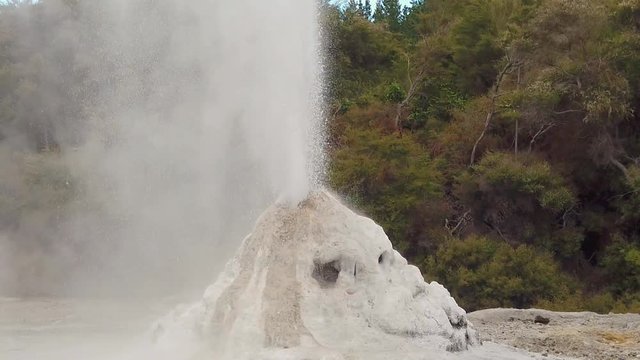 Slow motion "Lady Knox" geyser erupting in Wai-o-Tapu, New Zealand. No people