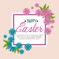 happy easter celebration with flowers and leaves