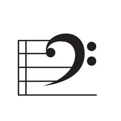 Isolated bass clef. Musical note. Vector illustration design