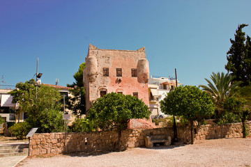 Fototapeta na wymiar The Church of Panayitsa in the port of Aegina town, Aegina Island 