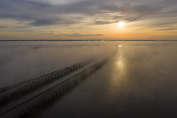 Obraz premium sunrise fog over highway