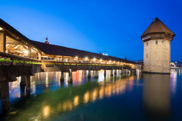 Lucerne. Image of Lucerne, Switzerland during twilight blue hour.