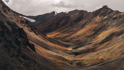 Mountain valley view in khardung la pass, Himalayan range