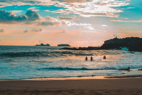 Sunset watching on a beach in Mexico