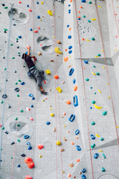 Climber in climbing gym