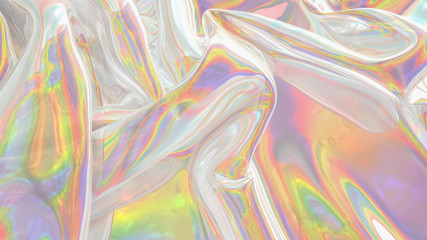 Transparent Rainbow Plastic. Abstract digital fabric. Holographic Rainbow foil.