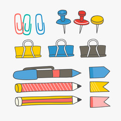 Colorful stationery supplies collection