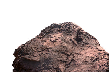 Cliff stone located part of the mountain rock isolated on white background.