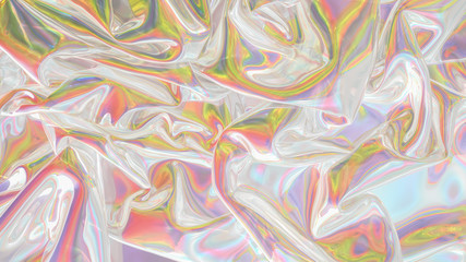 Transparent Rainbow Plastic. Abstract digital fabric. Holographic Rainbow foil.