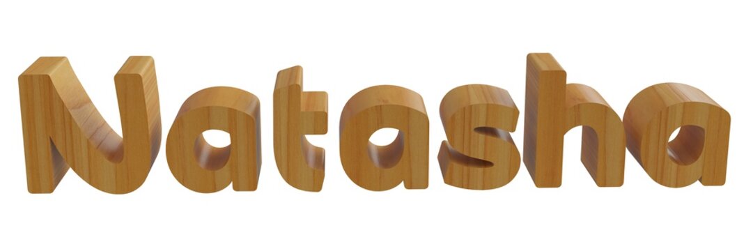 natasha in 3d name with wooden texture