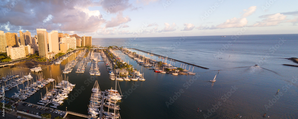 Wall mural aerial of ala wai boat harbor