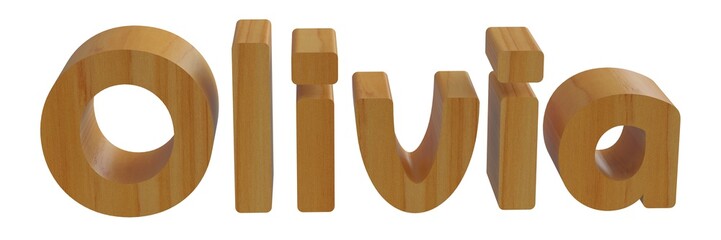 olivia in 3d name with wooden texture
