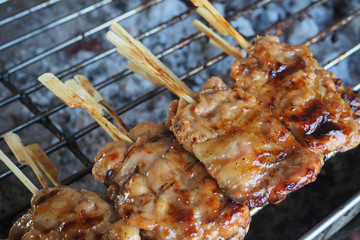 Pork meat grilled on stove 