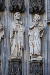 medieval statues ,cathedral in Cologne, Koln,Germany,2017