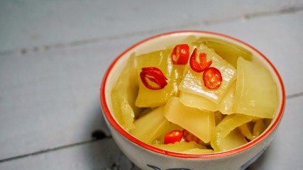 Pickled Chinese mustard.