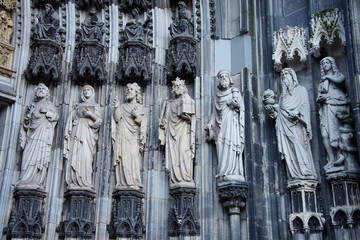 medieval statues ,cathedral in Cologne, Koln,Germany,2017