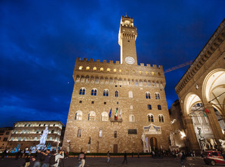 Fototapeta na wymiar Evening at Palazzo Vecchio in Florence