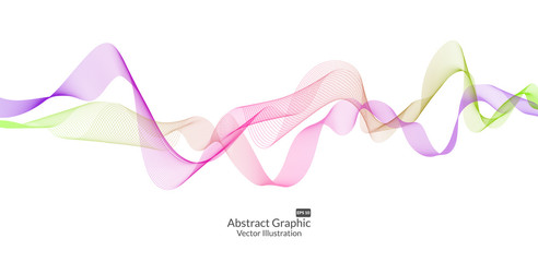 Abstract colorful wave lines on black background for elements in concept business presentation, Brochure, Flyer, Science, Technology. Vector illustration