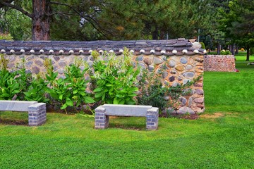 Views from the International Peace Gardens which is a botanical garden located in Jordan Park in Salt Lake City, Utah which was conceived in 1939 and dedicated in 1952. United States.