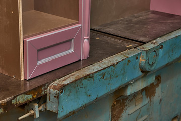 Bathroom furniture. Joinery work. Wooden furniture manufacturing process