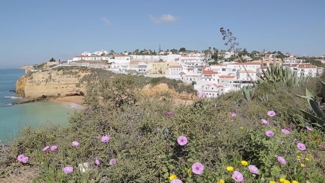 View of the Beach and Town, Carvoeiro, Algarve, Portugal, Europe 