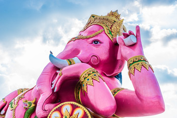 Pink Ganesha statue at the Wat Saman Rattanaram near Bangkok in Thailand.