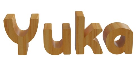 yuka in 3d name with wooden texture
