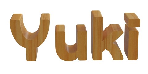 yuki in 3d name with wooden texture