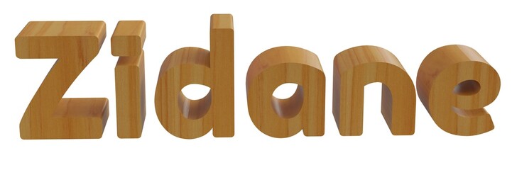 zidane in 3d name with wooden texture