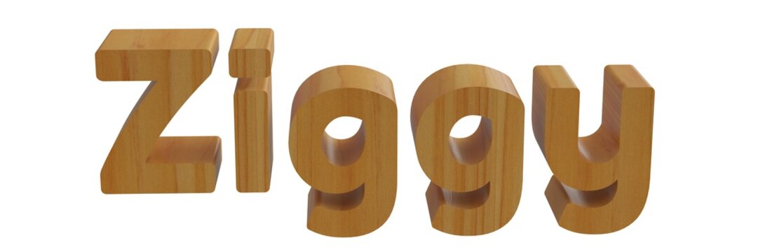 ziggy in 3d name with wooden texture