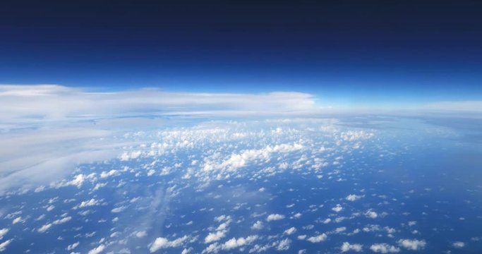 Aerial beautiful sky and clouds. Flying above cloudscape 4K nature background