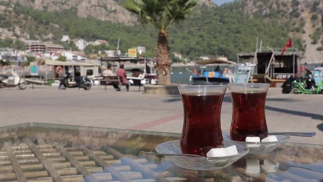 Turkish Tea in Turunc, Marmaris, Anatolia, Turkey 