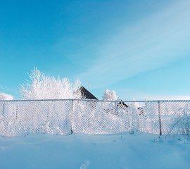 old wall and snow
