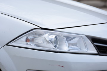 Car's exterior detail, headlight on a  new car