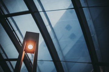 Lamp light with window in modern architecture building