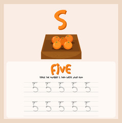 Number five tracing worksheets © GraphicsRF