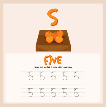 Number five tracing worksheets