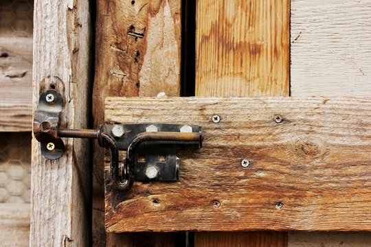 Rustic Old Gate With Latch Up Close Background
