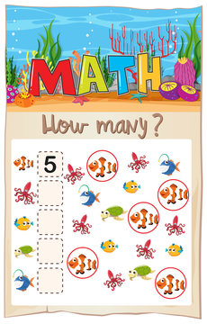 Math counting fish worksheet