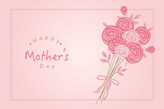 Hand drawn rose flower frame illustration for mother's day