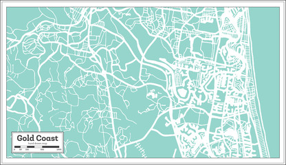 Gold Coast Australia City Map in Retro Style. Outline Map.