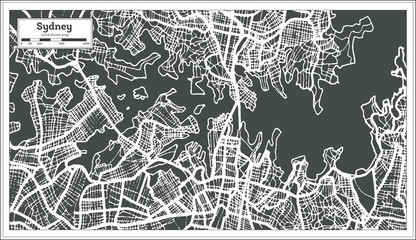 Fototapeta premium Mapa miasta Sydney Australia w stylu retro. Mapa przeglądowa.