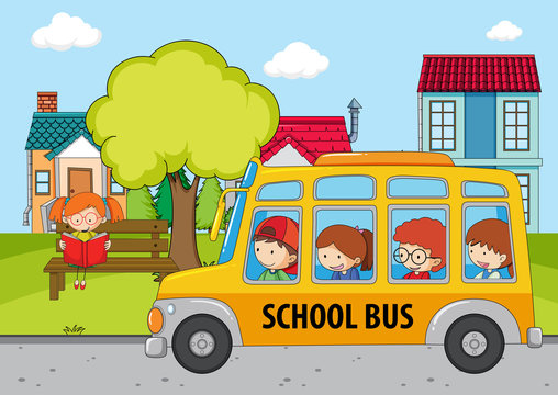 Children in the school bus